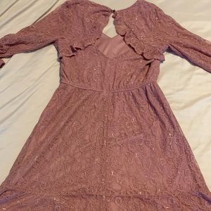 Women’s Lots of Love by Speechless Lace Ruffle Sleeves Dress in Mauve